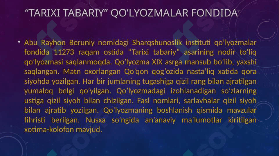 Abu Ja’far Tabariyning “Tarix ar-rusul val-muluk” asari tahlili 4