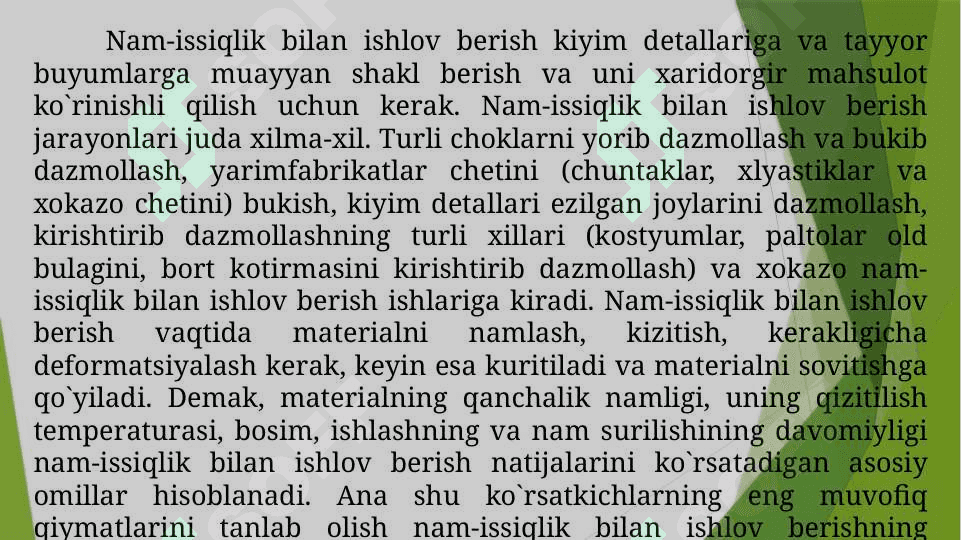 Tikuv buyumlariga namlab- issiqlik bilan ishlov beruvchi jihozlar 2