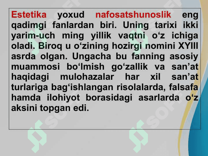 Estetikaning predmeti, maqsadi va vazifalari 3