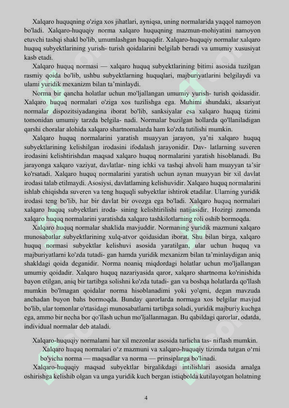 Xalqaro huquq normalarining milliy qonunchilikka ta’siri va integratsiya jarayoni. 4