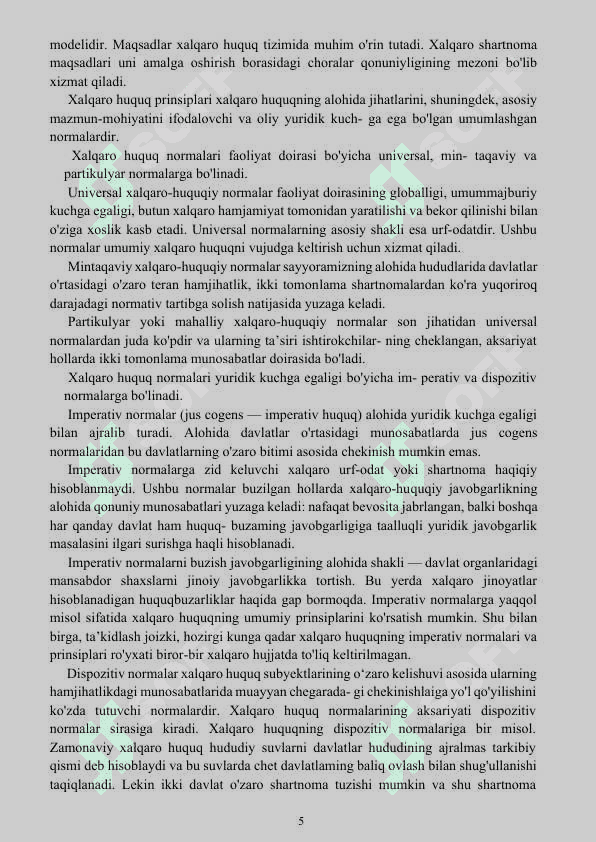 Xalqaro huquq normalarining milliy qonunchilikka ta’siri va integratsiya jarayoni. 5