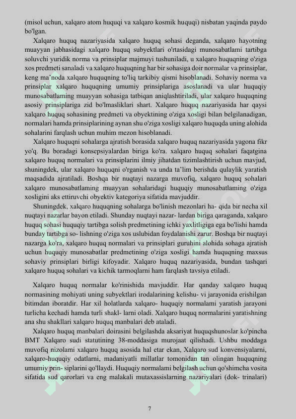 Xalqaro huquq normalarining milliy qonunchilikka ta’siri va integratsiya jarayoni. 7