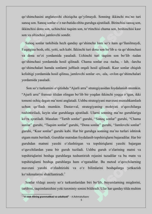 Son so’z turkumi va uni o’qitish usulari 5