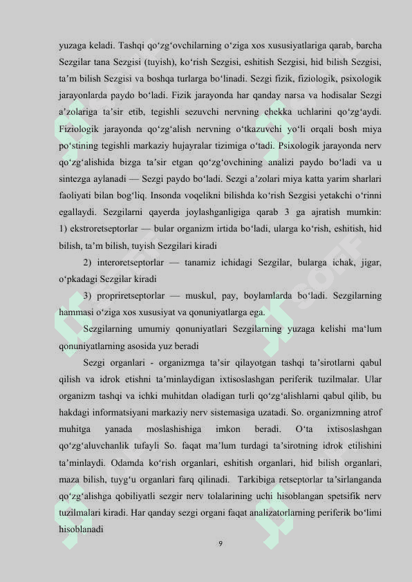 Sezgilarning rivojlanishi va uning ahamiyati 8