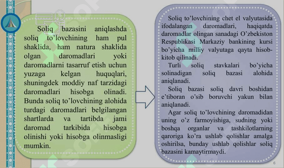 JISMONIY SHAXSLARDAN OLINADIGAN DAROMAD SOLIG‘I 6