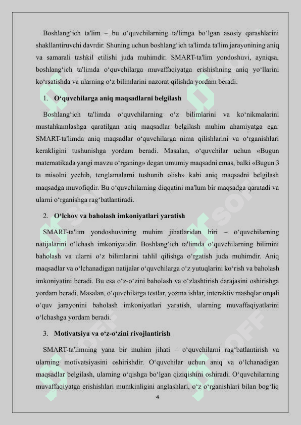 Boshlang'ich ta'lim yo'nalishida SMART- ta'lim va interaktiv ta'li vositalari. Masofaviy ta'limni boshqaruv tizimi - Moodleda kurs yaratish va foydalanuvchilar bilan ishlash. 4
