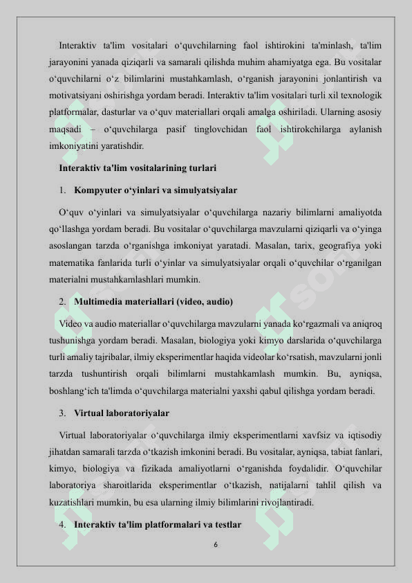 Boshlang'ich ta'lim yo'nalishida SMART- ta'lim va interaktiv ta'li vositalari. Masofaviy ta'limni boshqaruv tizimi - Moodleda kurs yaratish va foydalanuvchilar bilan ishlash. 6