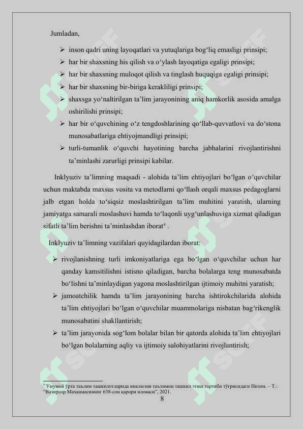 Inklyuziv ta’limning mohiyaati va asosiy tamoyillari 8