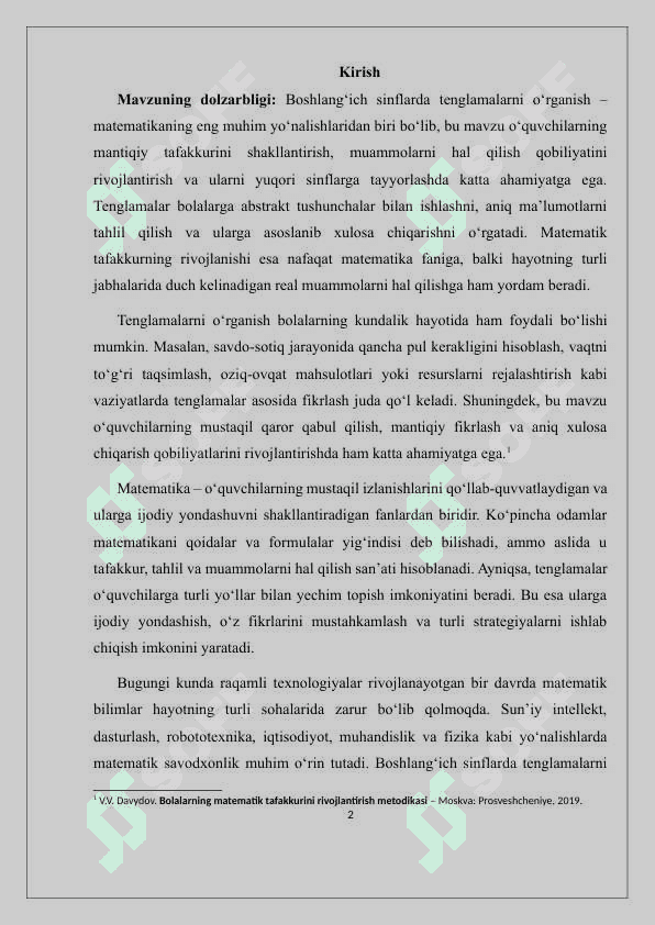 BOSHLANG’ICH SINFLARDA TENGLAMALARNI O’RGANISH 2