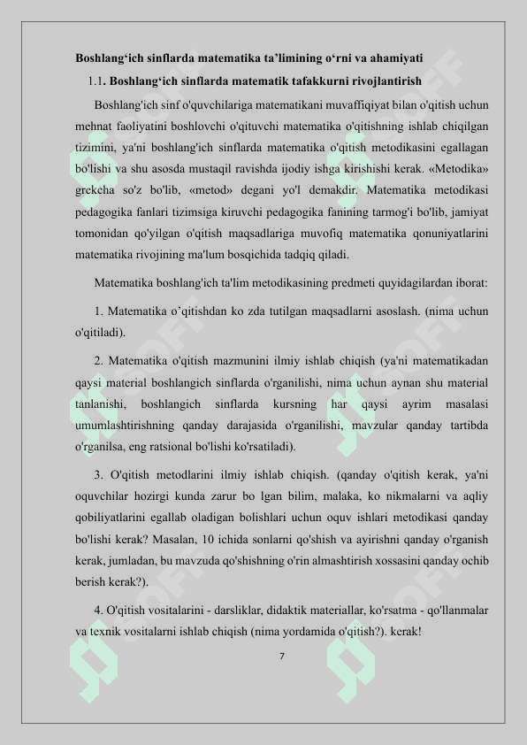 BOSHLANG’ICH SINFLARDA TENGLAMALARNI O’RGANISH 7