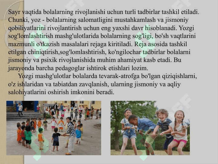 Maktabgacha ta'lim tashkilotlarida sog'lomlashtirish tadbirlarini tashkil qilish, sport musobaqalarini o'tkazish 4