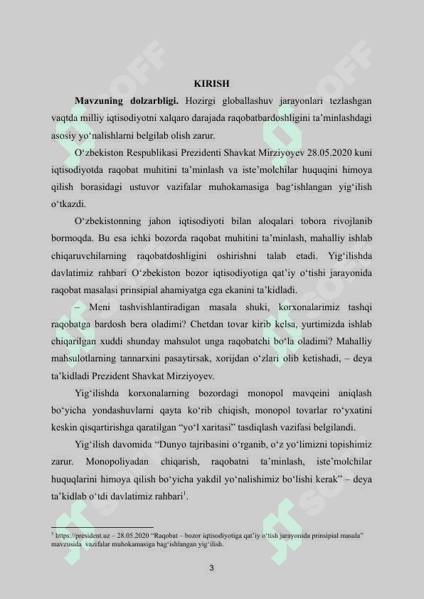Xalqaro raqobat va ularning milliy ishlab chiqarishga ta'siri | Kurs ishi 3