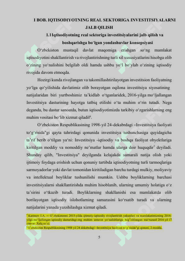 Iqtisodiyotning real sektoriga investitsiyalar jalb etish yo‘llari | Kurs ishi 5
