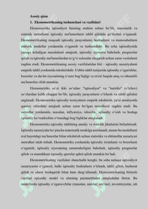 EKONOMETRIKA VA UNUNG ASOSLARI 4