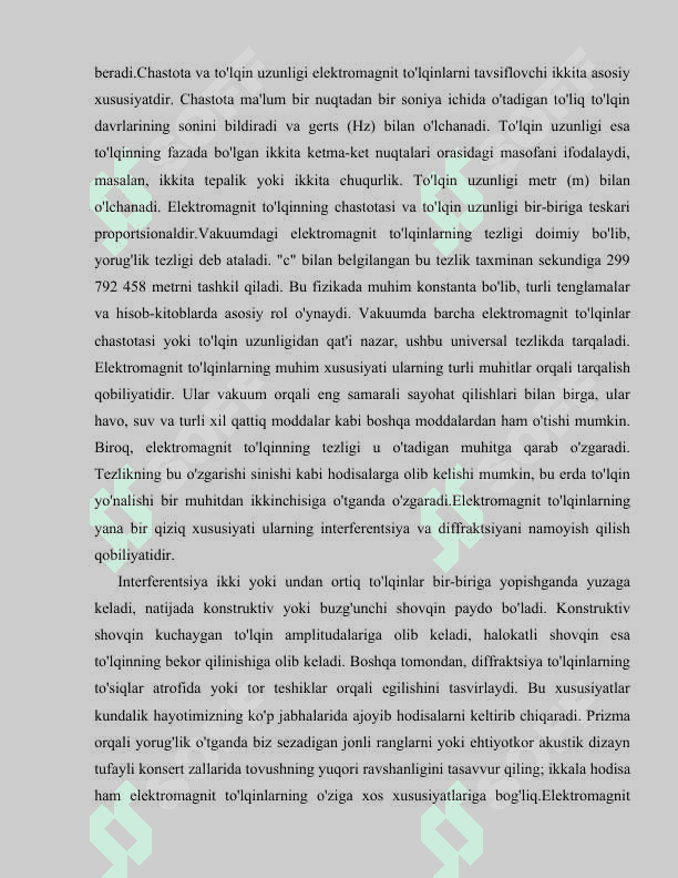 Elektromagnit to`lqinlar nurlanishi 6