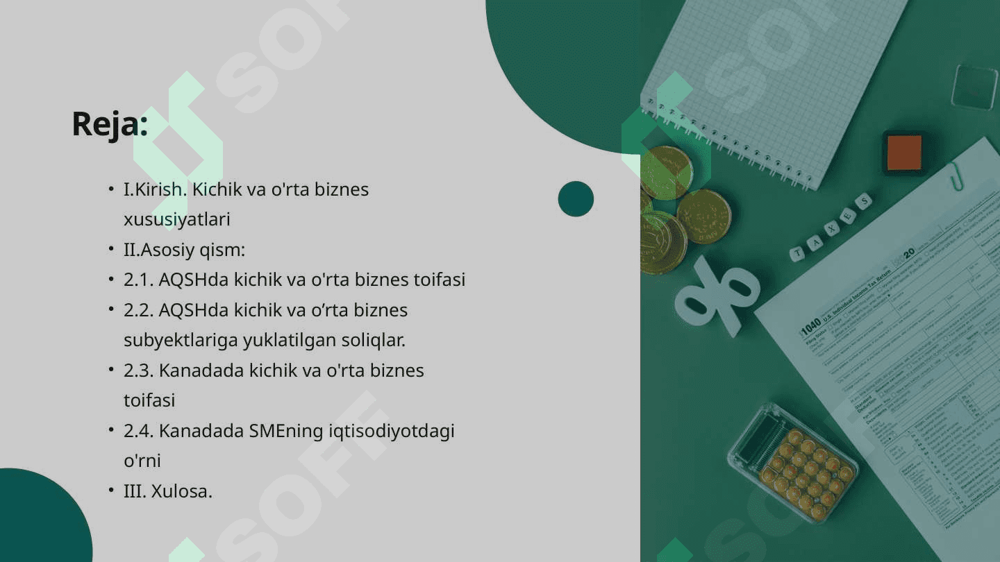 Kichik va o‘rta biznesni soliqqa tortishning xalqaro amaliyoti: Shimoliy Amerika davlatlari misolida 2