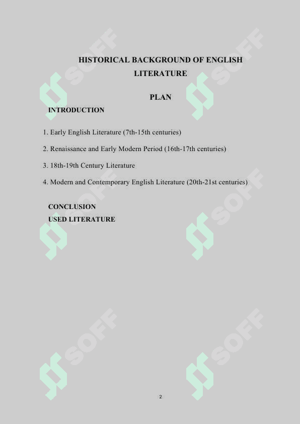 HISTORICAL BACKGROUND OF ENGLISH LITERATURE 2