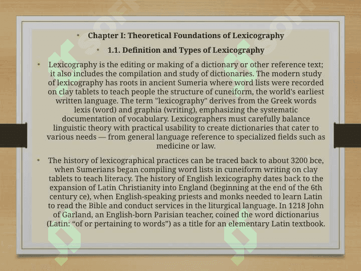 Some of the Main Problems of Lexicography 8