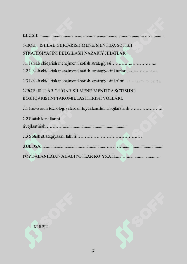 MAVZU: SOTISHNI BOSHQARISH. Kurs ishi 2