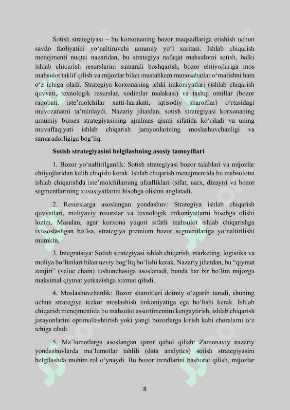 MAVZU: SOTISHNI BOSHQARISH. Kurs ishi 8