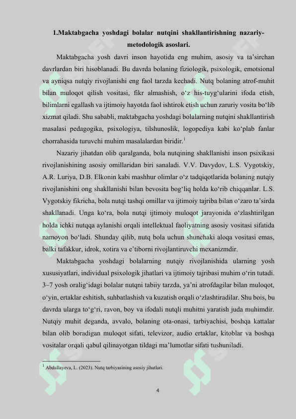 Maktabgacha yoshdagi bolalar nutqini shakllantirishning ilmiypedagogik shart-sharoitlari. 4