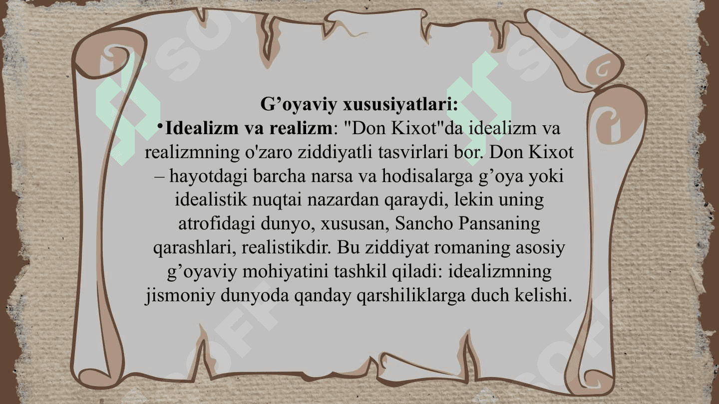“Don Kixot” romanining g’oyaviy-badiiy xususiyatlari. 4