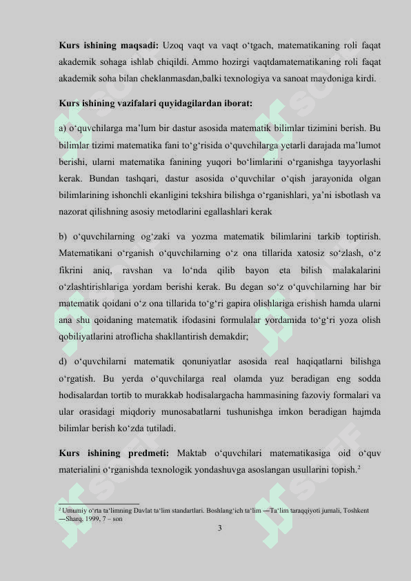 “Boshlang‘ich sinflarda matematika o‘qitishda kompetensiyaviy yondashuv. O‘quv dasturi tahlili (4-sinf)” 3
