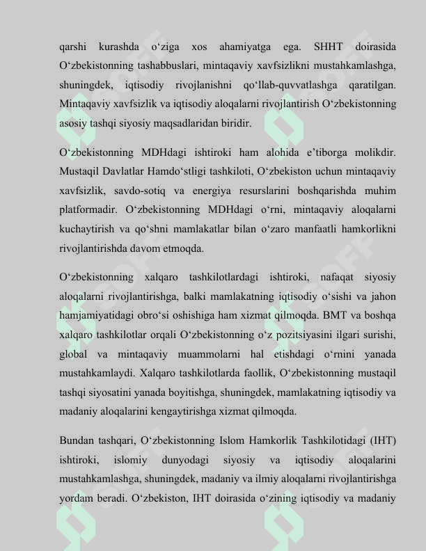 O‘zbekistonning jahon hamjamiyatidagi o‘rni 5