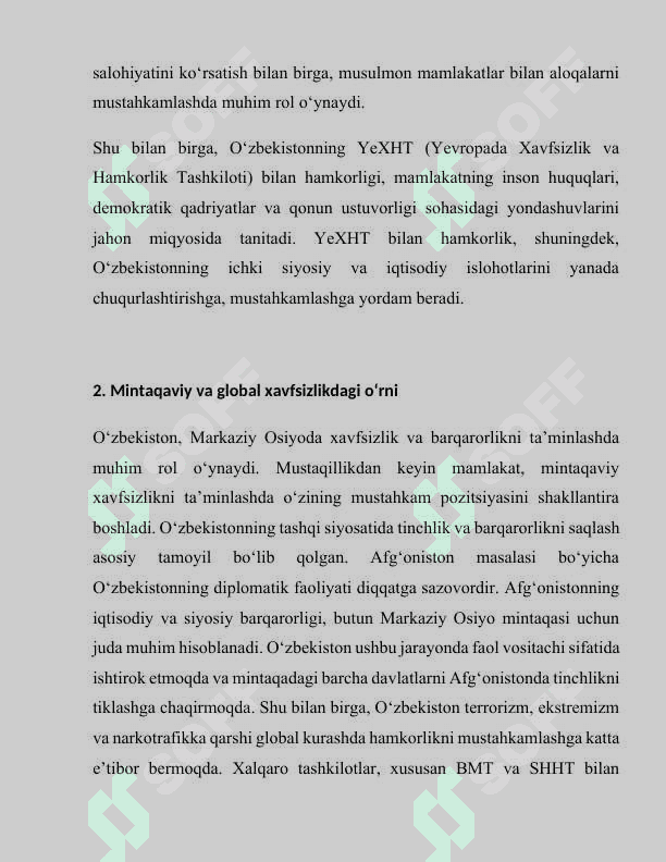 O‘zbekistonning jahon hamjamiyatidagi o‘rni 6