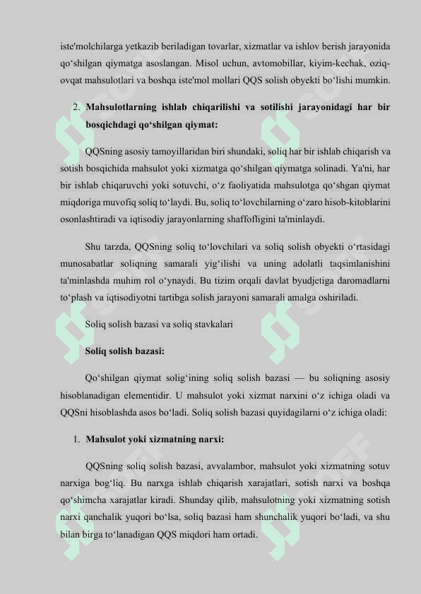 Qo‘shilgan qiymat solig‘i soliq to‘lovchilar va soliq solish obyekti, bazasi, soliq stavkalari va soliq davri 4