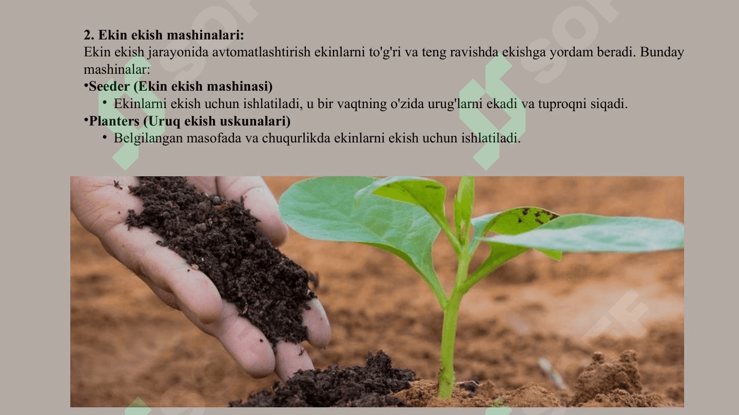 Tuproqqa ishlov berish, ekin va ozuqabop ekinlarga qarov oʻtkazish mashinalarini oʻrganish 4