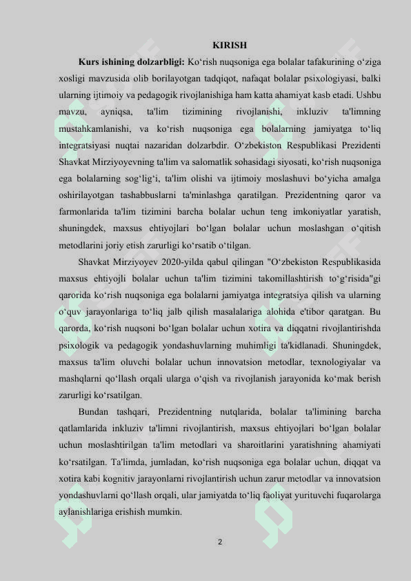 Ko‘rish nuqsoniga ega bolalar tafakkurining o‘ziga xosligi 2
