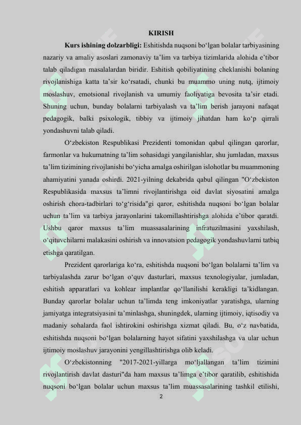 Eshitishda nuqsoni bo‘lgan bolalar tarbiyasining nazariy va amaliy asoslari. 2