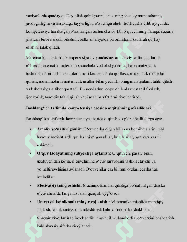 Boshlangʻich sinf matematika darslarida tayanch kompetensiyalarni rivojlantirish metodikasi 2