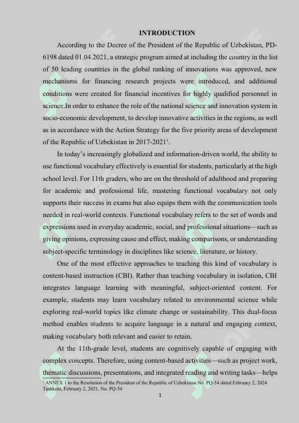 Teaching functional vocabulary through content-based activities for 11 grades 2