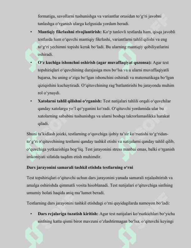 Boshlangʻich sinf matematika darslarida test topshiriqlari foydalanish 5