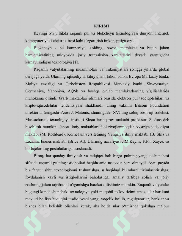 BLOKCHEYN TEXNOLOGIYALARI HAMDA MAYNING VA BITKOIN. ULARNING XUSUSIYATLARI 3
