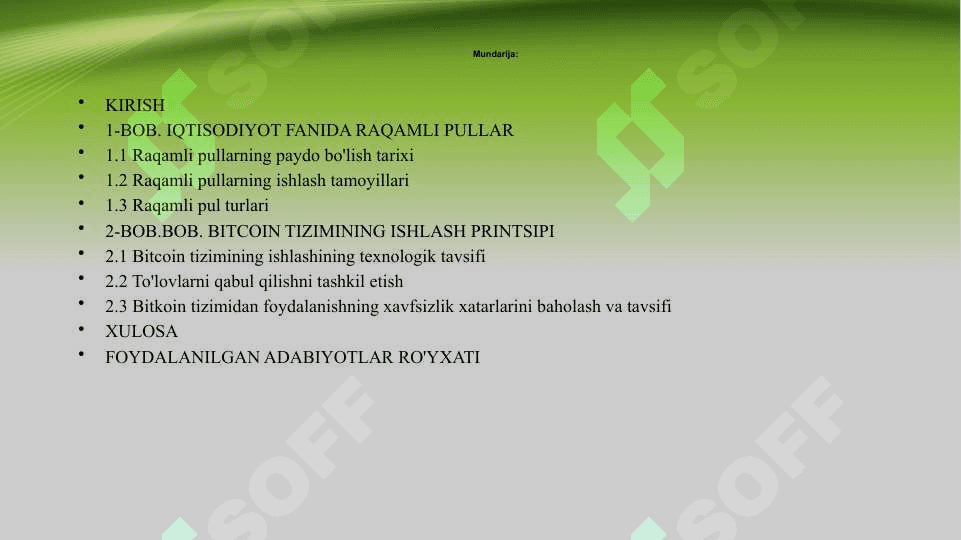 BLOKCHEYN TEXNOLOGIYALARI HAMDA MAYNING VA BITKOIN. ULARNING XUSUSIYATLARI 2