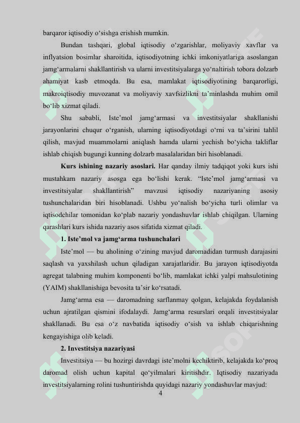 Iste’mol jamg'arma va investitsiyalar shakllantirish 4