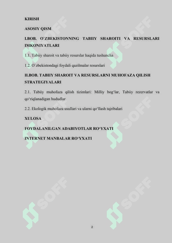 O‘zbekistonning tabiati va tabiiy boyliklarini muhofaza qilish 2