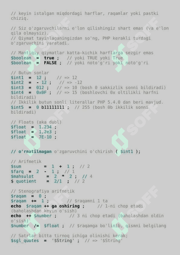 php ni 30 daqqada o'rganish 2