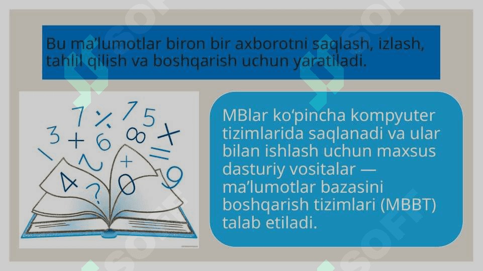 ma'lumotlar bazasi va ularni boshqarish tizimlari bilan ishlashni o'rganish. 4