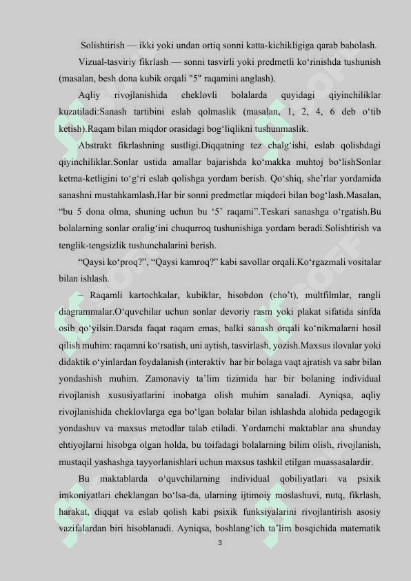 Yordamchi maktabda 20 ichida sanashga va raqamlashga o’rgatish vazifalari. 3