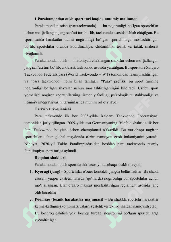 Parakamondan otish sport turining rivojlanishi va O‘zbekiston Respublikasidagi muammolari 3