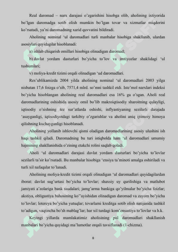 AGRAR SOHANING MILLIY IQTISODIYOTDA TUTGAN O’RNI 8