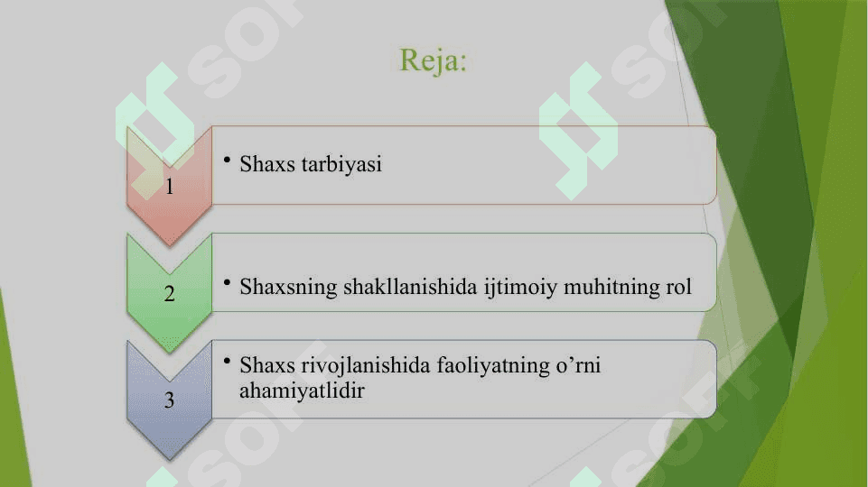 Shaxsning rivojlanish tarbiyasi va ijtimoiylashuvi 2