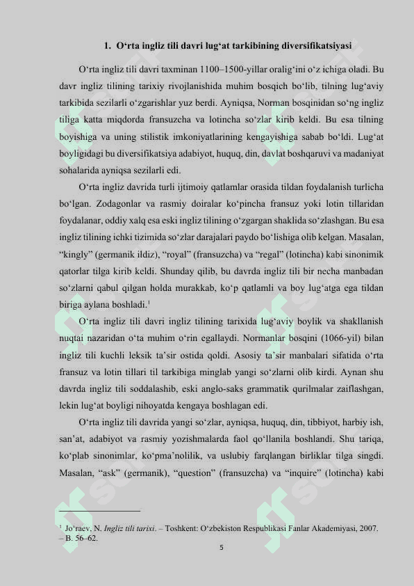 Ingliz tili lug'at tarkibining rivojlanish bosqichlari 5