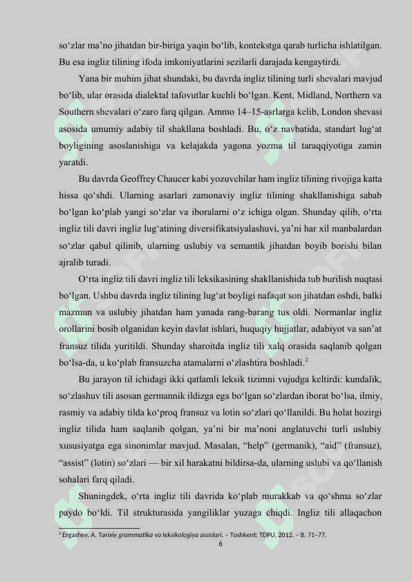 Ingliz tili lug'at tarkibining rivojlanish bosqichlari 6