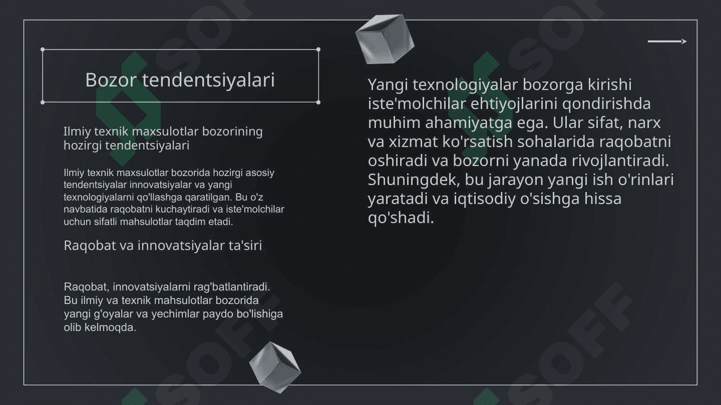 Ilmiy texnik maxsulotlar bozori va innovatsiya obiektlari rivojlantirishi 3