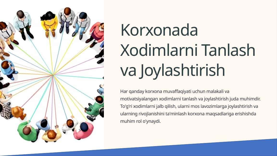Korxonada Xodimlarni Tanlash va Joylashtirish